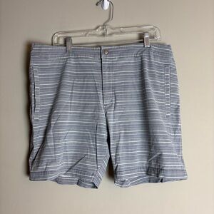 Marine Layer Dizzing Striped Blue Gray Hybrid Chino/Golf Shorts Sz XL